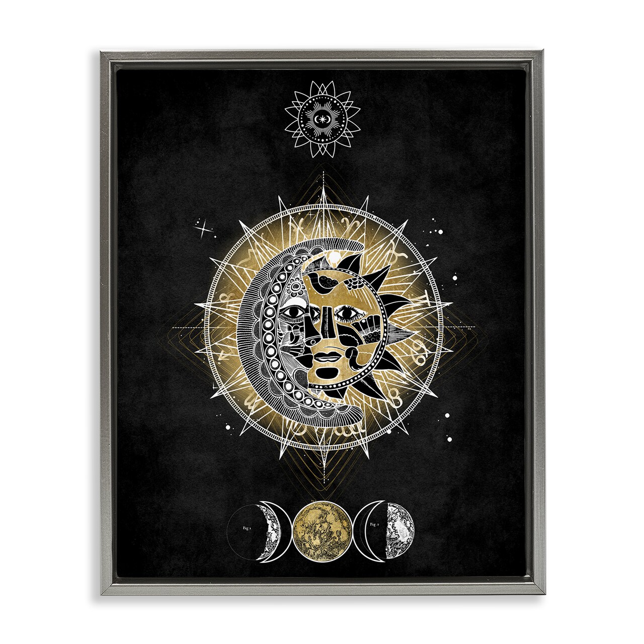 Stupell Industries Lunar & Solar Fractal Floater Framed Canvas Wall Art Design by Oliver Jeffries